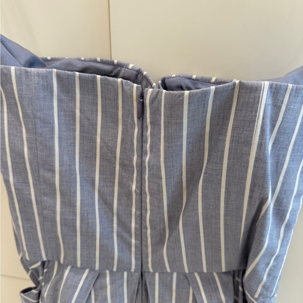 Malene Birger Blue and White Strapless Striped Dress - Size 40 - Picture 6 of 12